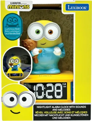 Image de Réveil avec Veilleuse Les Minions en 3D