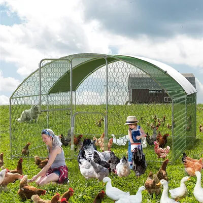 Image de GarveeHome : Poulailler métallique spacieux avec un enclos accessible et résistant aux intempéries et aux rayons UV