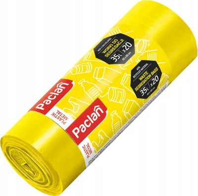 Zdjęcie produktu dla Worki na śmieci do segregacji plastiku ŻÓŁTE 35l 20szt