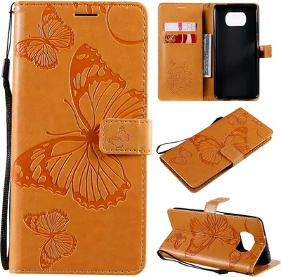 Image de Coque de protection König Design compatible avec le Xiaomi Poco X3, en simili cuir, pour téléphone portable - Étui de téléphone jaune