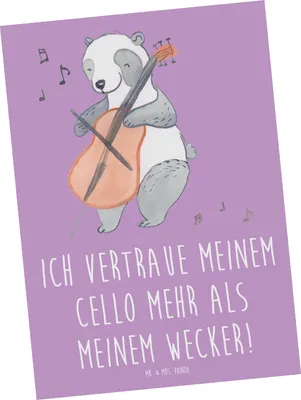 Produktbild von Mr. & Mrs. Panda Postkarte Cello Vertrauen - Lavendeltraum - Geschenk, Solo, Musik, Ansichtskarten, Klassische, Musiker, Orchester, Grußkarte, Musikinstrument, bildkarte