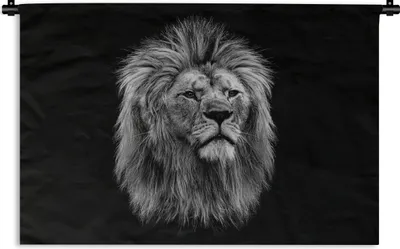 Produktbild von MuchoWow® Wandteppich Wandbehang Löwe - Profil - Schwarz - Weiß 60x40 cm Tapisserie Dekoration Wandtuch - Wanddekorationen