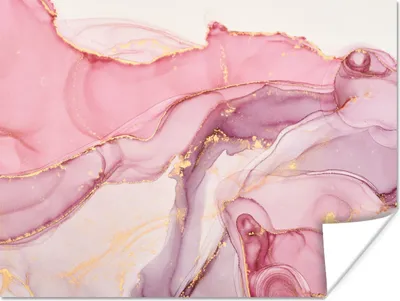 Produktbild von MuchoWow® Poster Gold - Marmor - Rosa 120x90 cm - Wandbild