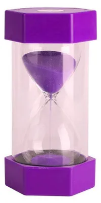 Obrázek produktu pro Dekorativní písečný časoměr 16 cm - fialový, časovač na 15 minut pro domácnost a kancelář
