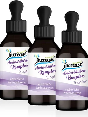 Produktbild von Nimm 3, zahl 2 Aktion Liposomale Aminosäuren Komplex Tropfen hochdosiert - 4000mg Aminosäuren pro Tag (360.000mg in 3 Flaschen) - mit 18 Aminos