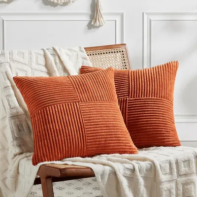 Produktbild von Omgoods – Set aus 2 Kissenbezügen in Karamellfarbe – 80 x 80 cm, weiche dekorative Kissen für Sofa und Schlafzimmer