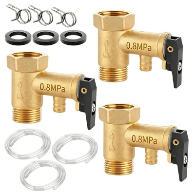 Sicherheitsventil 1/2 Zoll, 0,8 MPa, Messing, 3 Stück