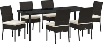 Immagine prodotto di vidaXL Set da pranzo da giardino 7 pezzi in acciaio verniciato a polvere nero