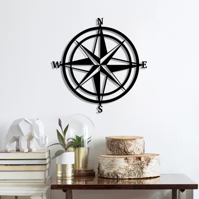 Produktbild von Wallity, Compass, Wanddeko, Schwarz, Metall, 55 x 55 cm