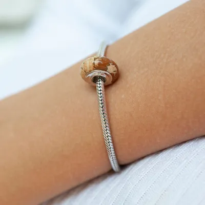 Produktbild von MATERIA by Matthias Wagner Naturstein Bead Anhänger Landschaftsachat braun creme Charms Perle 925 Silber für Armband 330