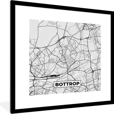 Produktbild von MuchoWow® Gerahmtes Poster Bottrop - Karte - Stadtplan - Deutschland - Karte 40x40 cm - Poster mit Schwarzem Bilderrahmen Wandposter Rahmen Foto Bilder - Poster - Plakat im Rahmen