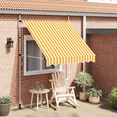 Produktbild von BEI CLORIS Einziehbare Markise Handbetrieben 200 cm Orange/Weiß Gestreift - Markisen Neu3800450 1parcel