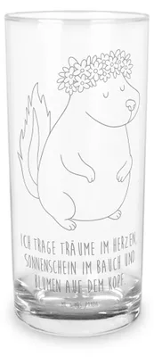 Produktbild von Mr. & Mrs. Panda Glas Stinktier Mädchen 200 ml - Transparent - Geschenk, Longdrinkglas, Tumbler, Raubtier, Cocktailglas, Skunk, Yoga, Namaste, Wasserglas, Trinkglas