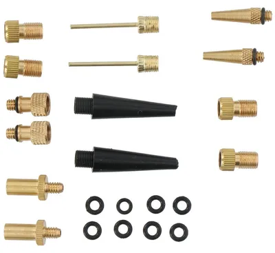 Produktbild von Dunlop Ventil Adapter Set 14 teilig - Ventiladapter für Fahrrad Auto Ball - Für Presta Dunlop Schrader Ventil - Inkl. Aufbewahrungsbox und Dichtungen