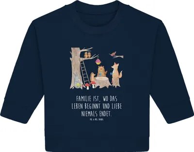Produktbild von Mr. & Mrs. Panda Organic Baby Pullover Waldtiere Picknick 12. - 18. Monat - French Navy - Geschenk, Wald, Hase, Lustige Sprüche, Bullover, Eichhörnchen, Maus, Fuchs