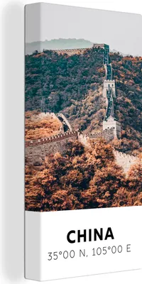 Produktbild von MuchoWow® - Leinwandbilder - China - Große Mauer - Herbst - Asien, Wandbild, Wanddeko Bilder Wohnzimmer, 20x40cm