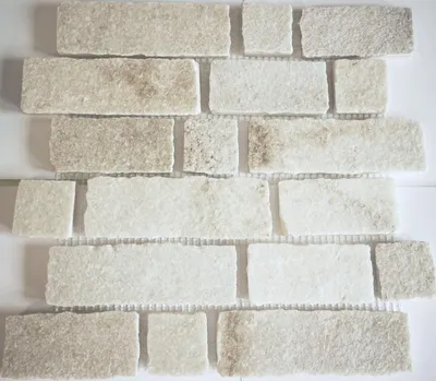 Produktbild von Mosaik Fliese Schiefer Naturstein Brick weiß MOS34-0102_f