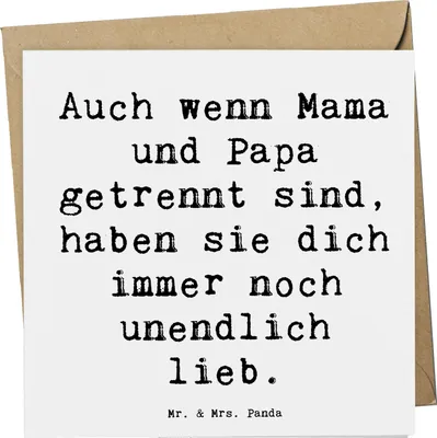 Produktbild von Mr. & Mrs. Panda Grußkarte Spruch Trennung von den Eltern - Weiß - Geschenk, Trostspender, Motivation, unendliche Liebe, Neuanfang, faltkarte, doppelkarte, Trost