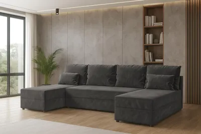Zdjęcie produktu dla Narożnik KUBO U FIT z funkcją spania i pojemnikiem na pościel sofa narożna