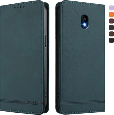 Image de Etui pour Samsung Galaxy J3 2017, étui rétro en cuirPolyuréthaneavec support et fentes pour cartes de crédit Vert