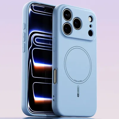 Immagine prodotto di Custodia magnetica per iPhone 17 Pro, compatibile con MagSafe, in silicone liquido, antiurto e antigraffio Blu