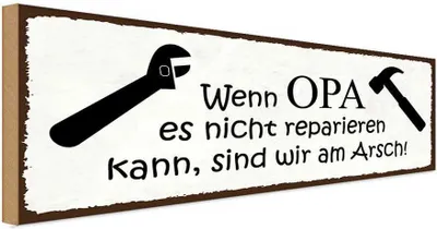 Produktbild von vianmo Holzschild 10x27 cm wenn Opa nicht repariert wir Oma