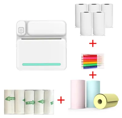 Produktbild von Tragbarer Mini-Drucker - Thermodrucker für Fotos & Etiketten - Bluetooth - Kabellos - Ohne Tinte - App-Steuerung - 8 S./Min - Integrierter Akku - Blau
