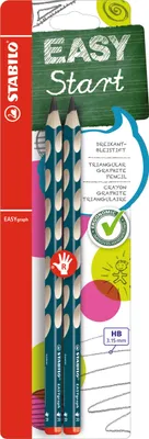 Produktbild von Ergonomischer Dreikant-Bleistift für Rechtshänder - STABILO EASYgraph in petrol - 2er Pack - Härtegrad HB