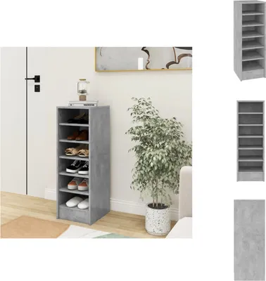 Produktbild von vidaXL Schuhschrank Betongrau 31,5x35x90 cm Holzwerkstoff -  Schuhregale & -schränke