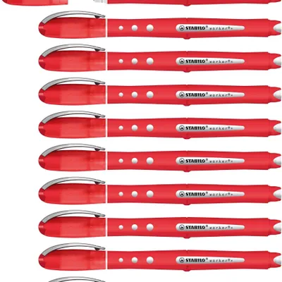 Produktbild von STABILO Tintenroller -  worker+ colorful - medium - 10er Pack - rot