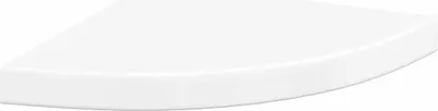 A white corner shelf on a white background.