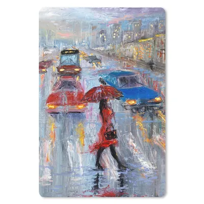 Produktbild von MuchoWow® Mauspad Mousepad Gemälde - Öl - Auto - Zebrastreifen 18x27 cm - Mousepads - Maus Mat - Pad - Mausunterlage