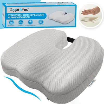 Produktbild von Good4You Orthopädisches Sitzkissen & Ergonomisches Kissen für Auto und Bürostuhl – Keilkissen – Steißbeinkissen - Grau