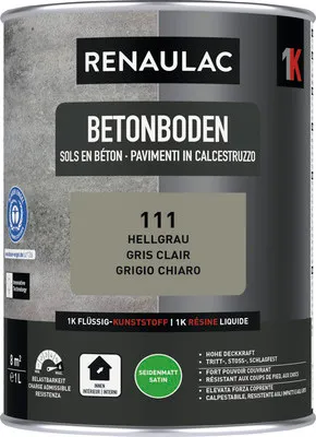 Produktbild von RENAULAC Betonbodenfarbe seidenmatt hellgrau 1 l