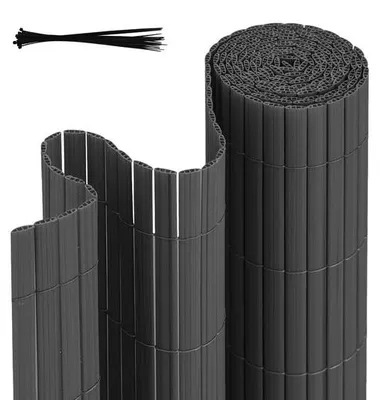 Productafbeelding van PVC-omheining voor de tuin, 0,8 x 4 meter, voor privacy – tuinafscheiding en balkonoverkapping – grijs