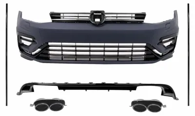 Imagen del producto de Kit de carrocería para VW Golf 7.5, modelo restyling, hatchback, 17-20, diseño R, que incluye parachoques delantero, parrilla del radiador y faldones laterales.