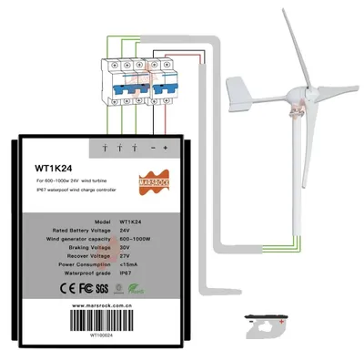 Obrázek produktu pro Regulátor větrné energie, vodotěsné provedení, kompatibilní s 12 V a 24 V, 600 W, 12–24 V