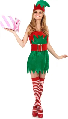 Immagine prodotto di Costume da elfo natalizio da donna rosso-verde - M/L
