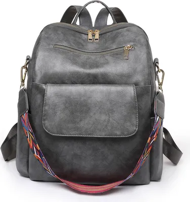 Image de (Gris) Femme Sac à dos en cuirPolyuréthanePorte-monnaie Design polyvalent Sacs à main et sac à bandoulière en cuirPolyuréthaneSac de voyage