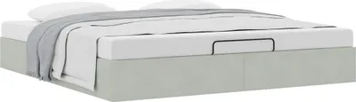 Produktbild von Ottoman-Bett ohne Matratze Hellgrau 180x200 cm Samt