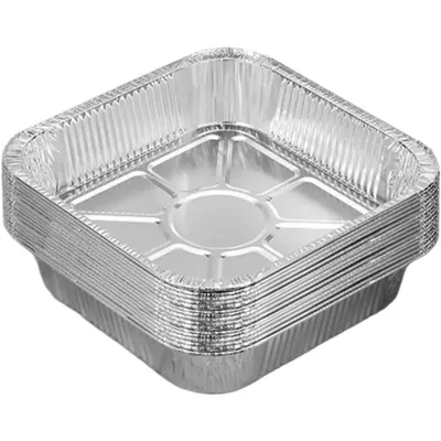 Immagine prodotto di Mini vassoi in alluminio, 50 pezzi, 18x18 cm, monouso, color argento, per barbecue