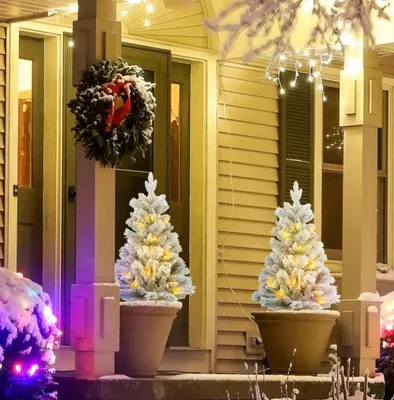 Produktbild von 2er-Set Weihnachtsbaum mit LED-Beleuchtung,Weihnachtsbaum 107 cm, Tannenzapfen Christbaum