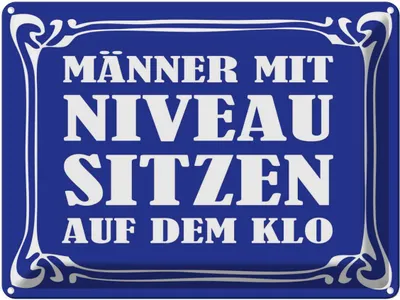 Produktbild von vianmo Blechschild 30x40 cm Männer mit Niveau sitzen auf Klo Spruch Zitat