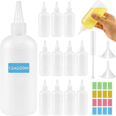 Image de Flacons doseurs - Coffret de 12 - 200 ml - Plastique - Adaptés au lave-vaisselle - Anti-fuite - Réutilisables
