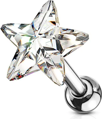 Produktbild von Helix & Tragus Ohr Piercing „Kristall Stern“ Clear