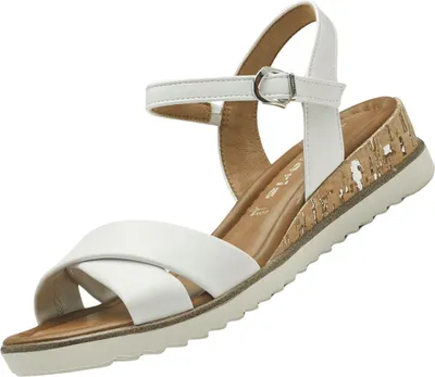 Produktbild von Tamaris Damen Sandale Sandalette sportlich Keilabsatz Riemen gekreuzt 1-28106-42, Größe:38 EU, Farbe:Weiß