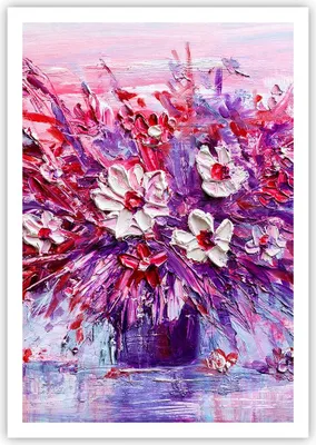 Produktbild von Poster - Poster ohne Rahmen - Pastos Blumen Rosa - 70x100 cm - Wand Bild - Wanddeko - Wandbilder - Kunstposter - Wandposter - Bilder - Kunstdruck - Wanddekoration - Wandbild - P2XPA70x100-4530