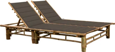 Produktbild von Möbel 2-Personen-Sonnenliege mit Auflagen Bambus - Gartenliegen 3063953