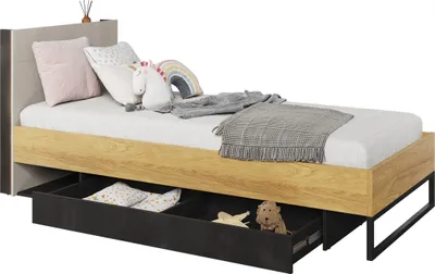 Produktbild von Furniture24 Bett TEEN FLEX TF-16 mit Schublade Lattenrost 90x200 cm und Led Beleuchting in Kopfteil