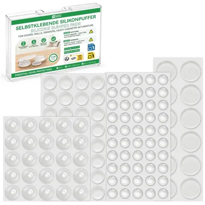 Produktbild von Türstopper Möbelpuffer Stoßdämpfer - Transparentes Silikon - Selbstklebend - 119 Stück - 4 Größen